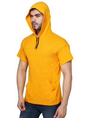 yellow solid hooded t-shirt - 17344497 - Standard Image - 2