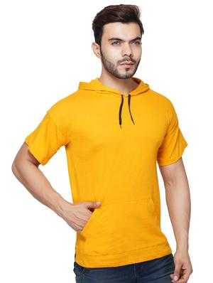 yellow solid hooded t-shirt - 17344497 - Standard Image - 3