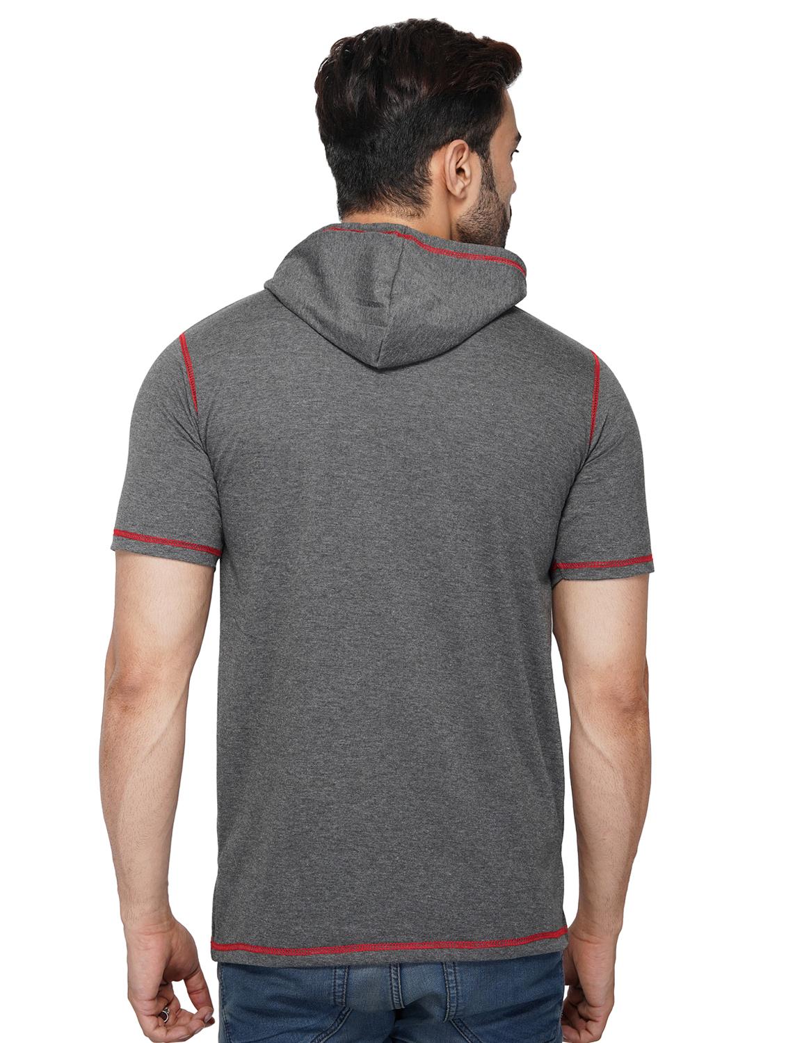 grey solid hooded t-shirt - 17344498 - Zoom Image - 3