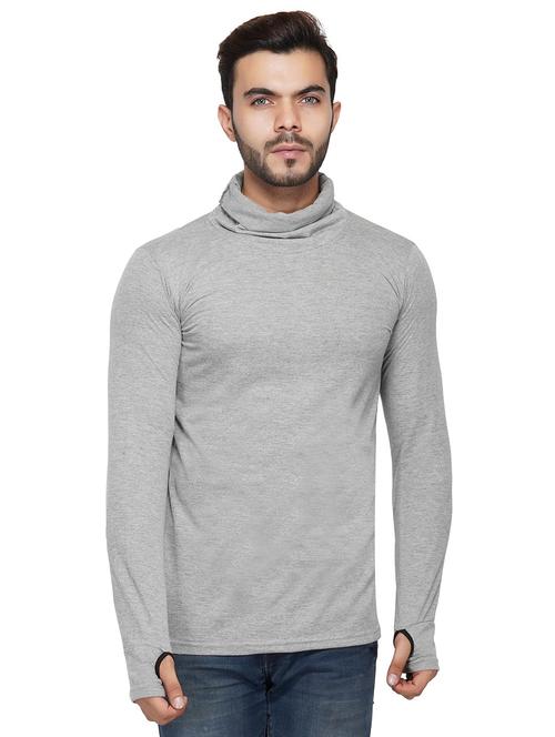 grey solid thumb hole t-shirt - 17344499 - Standard Image - 1
