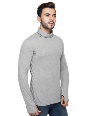 grey solid thumb hole t-shirt - 17344499 - Standard Image - 2