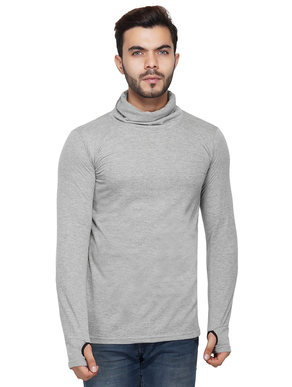 grey solid thumb hole t-shirt - 17344499 - Zoom Image - 1