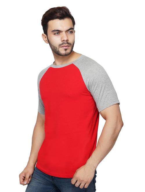 red color block raglan t-shirt - 17344509 - Standard Image - 1
