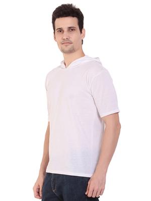 white solid hooded t-shirt - 17344548 - Standard Image - 2