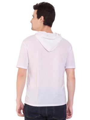 white solid hooded t-shirt - 17344548 - Standard Image - 3