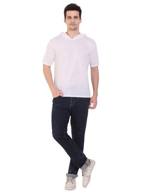 white solid hooded t-shirt - 17344548 - Standard Image - 4