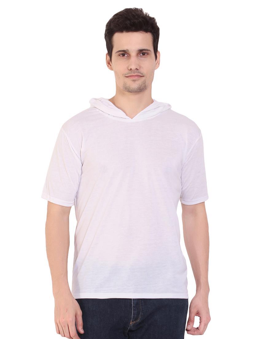 white solid hooded t-shirt - 17344548 - Zoom Image - 1