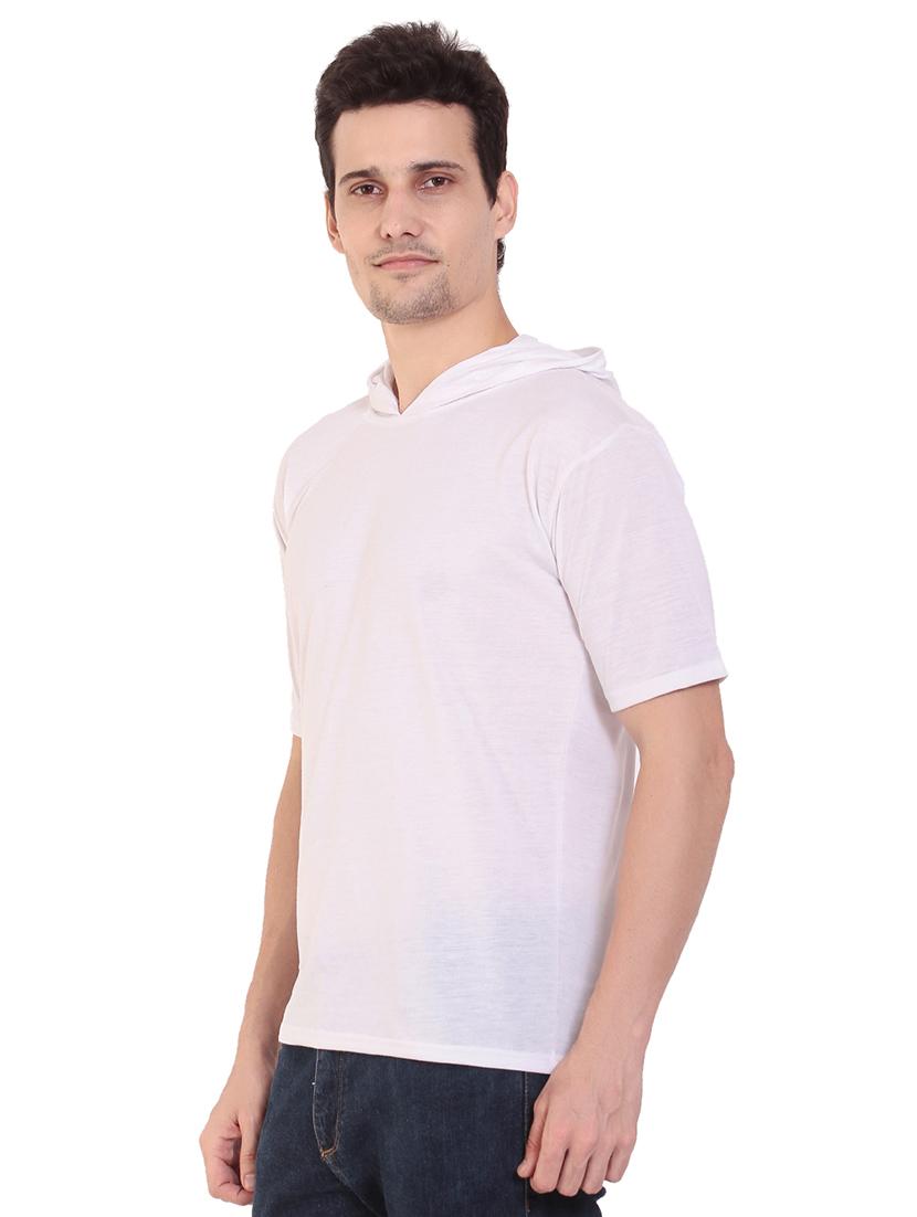 white solid hooded t-shirt - 17344548 - Zoom Image - 2