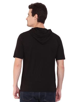 black solid hooded t-shirt - 17344552 - Standard Image - 3