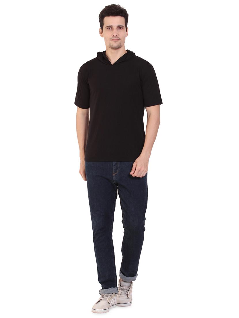 black solid hooded t-shirt - 17344552 - Zoom Image - 4
