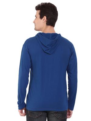blue solid hooded t-shirt - 17344555 - Standard Image - 3