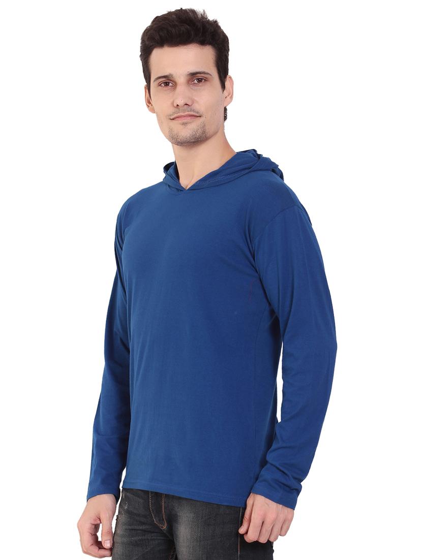 blue solid hooded t-shirt - 17344555 - Zoom Image - 2