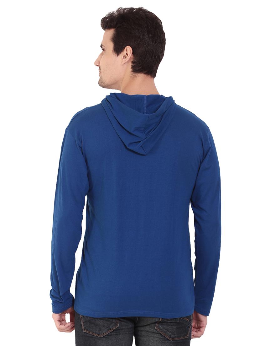 blue solid hooded t-shirt - 17344555 - Zoom Image - 3
