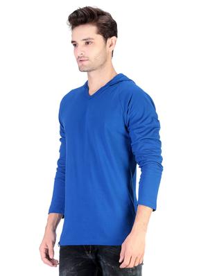 blue solid hooded t-shirt - 17344563 - Standard Image - 2