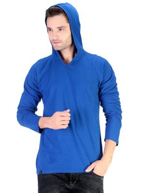 blue solid hooded t-shirt - 17344563 - Standard Image - 3