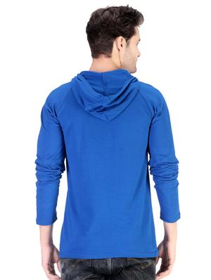 blue solid hooded t-shirt - 17344563 - Standard Image - 4
