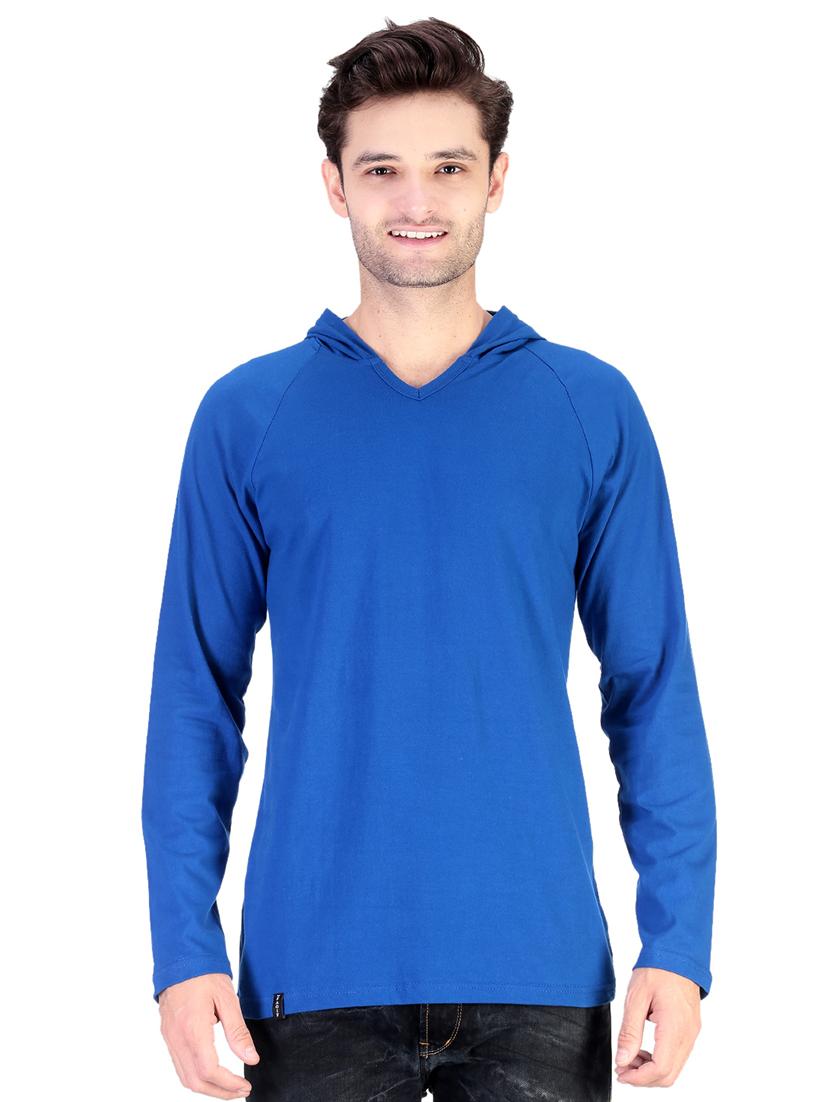 blue solid hooded t-shirt - 17344563 - Zoom Image - 1