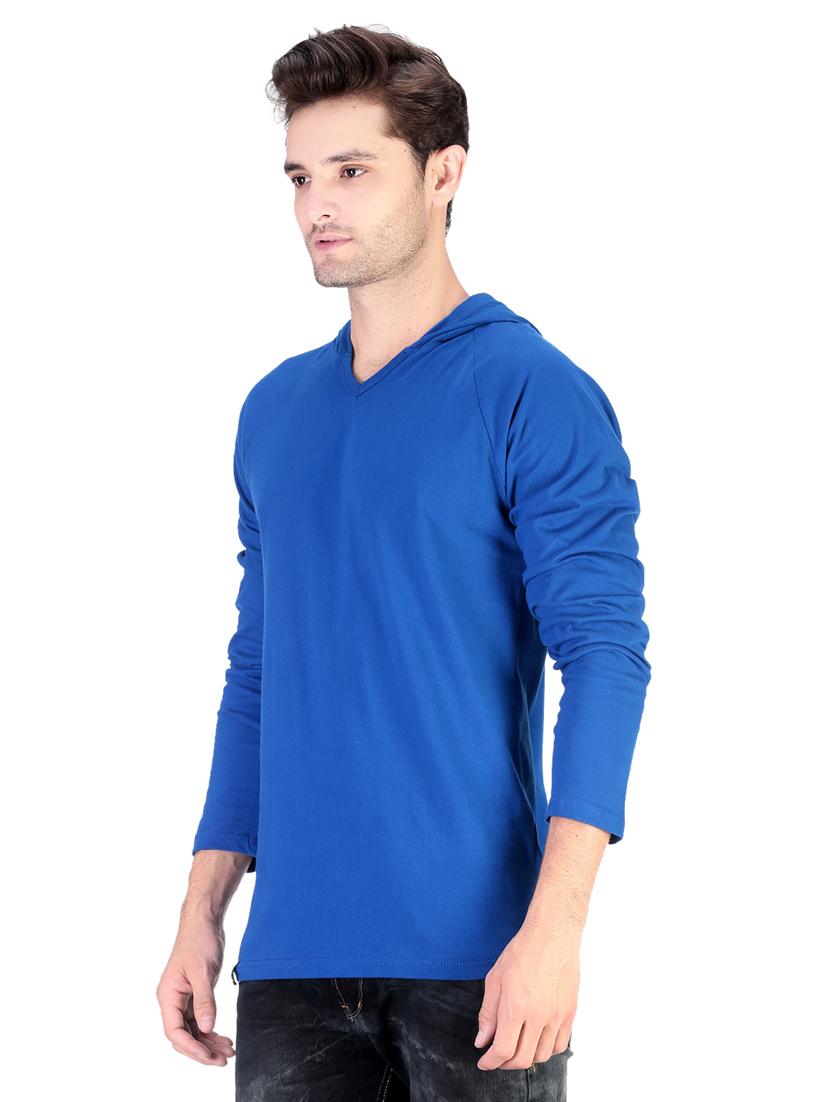 blue solid hooded t-shirt - 17344563 - Zoom Image - 2