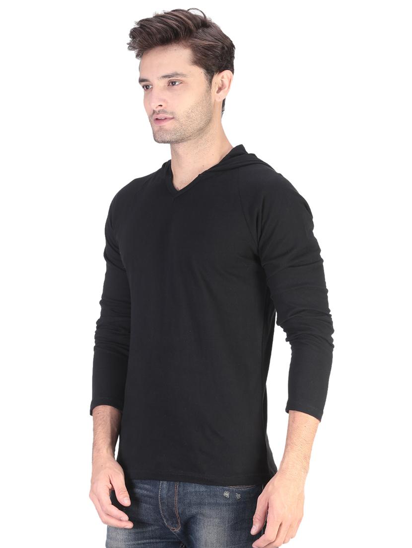 black solid hooded t-shirt - 17344564 - Zoom Image - 2