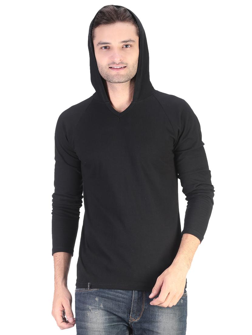 black solid hooded t-shirt - 17344564 - Zoom Image - 3