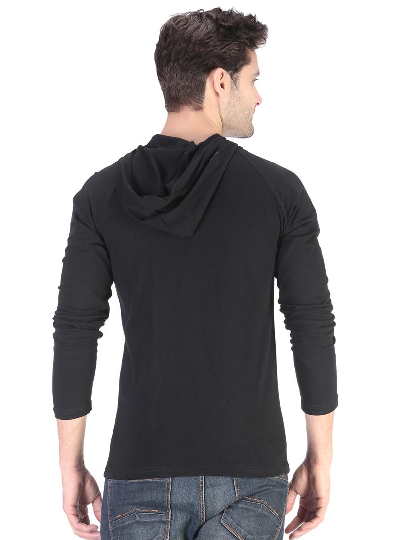 black solid hooded t-shirt - 17344564 - Zoom Image - 4