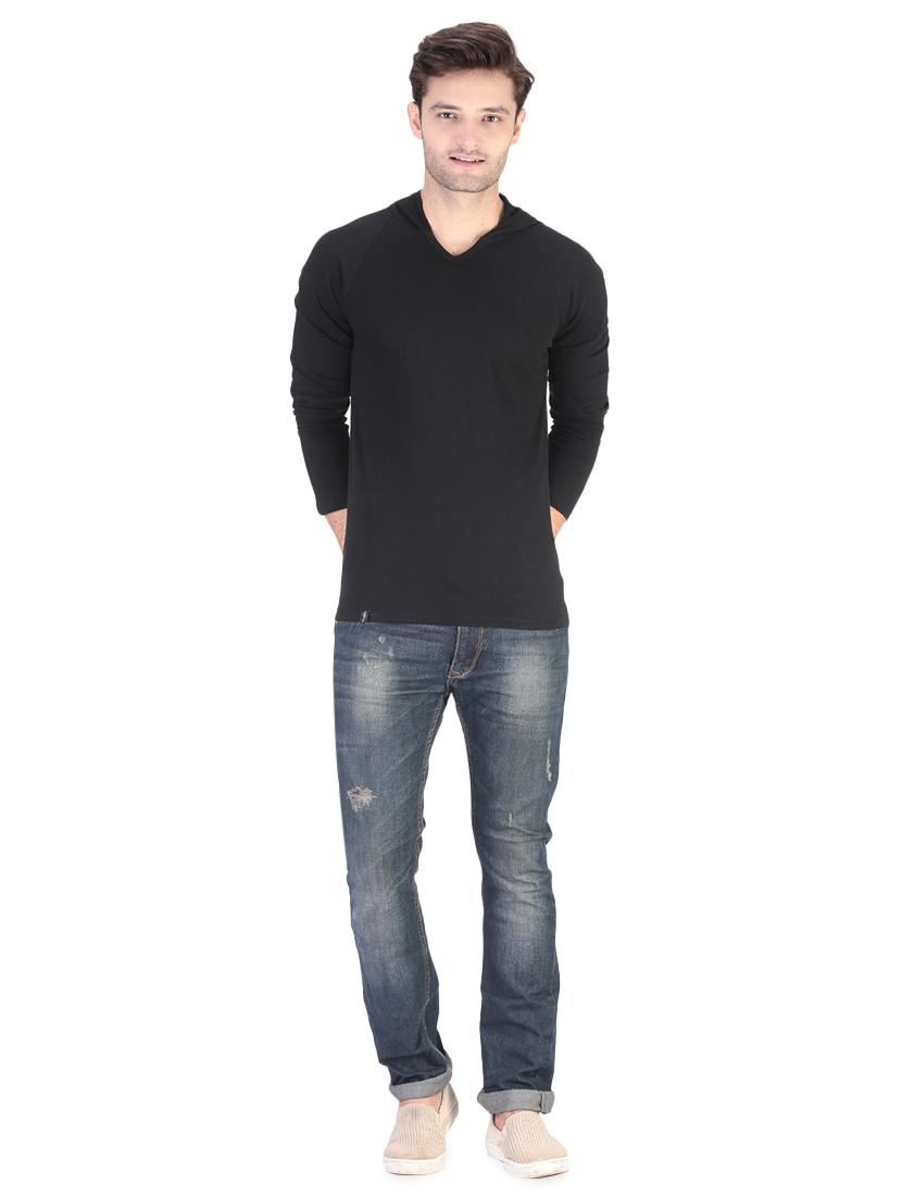 black solid hooded t-shirt - 17344564 - Zoom Image - 5