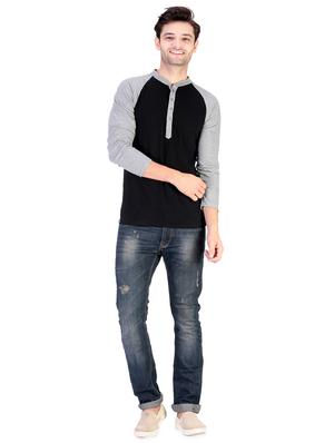 grey color block raglan t-shirt - 17344571 - Standard Image - 4