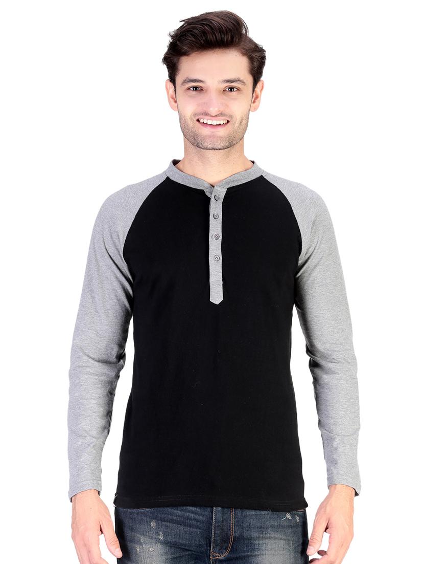 grey color block raglan t-shirt - 17344571 - Zoom Image - 1