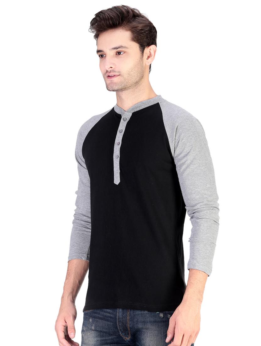 grey color block raglan t-shirt - 17344571 - Zoom Image - 2