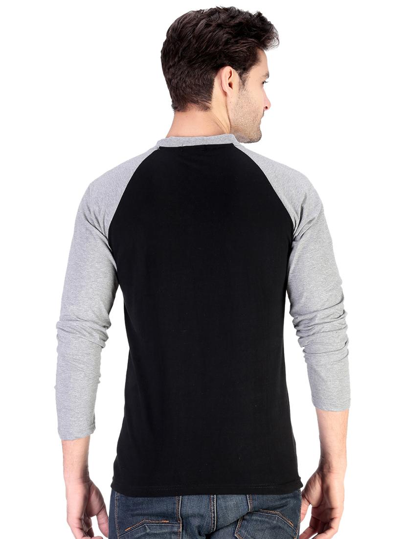 grey color block raglan t-shirt - 17344571 - Zoom Image - 3