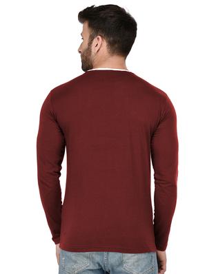 maroon solid cut & sew t-shirt - 17344575 - Standard Image - 3