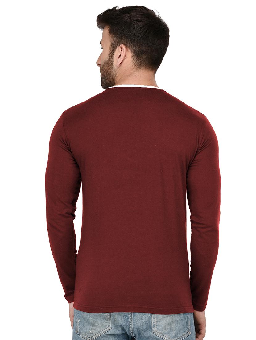 maroon solid cut & sew t-shirt - 17344575 - Zoom Image - 3
