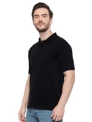 black solid polo t-shirt - 17344578 - Standard Image - 2