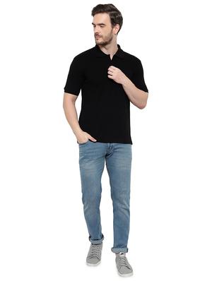 black solid polo t-shirt - 17344578 - Standard Image - 4