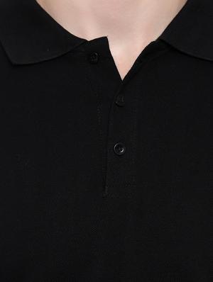 black solid polo t-shirt - 17344578 - Standard Image - 5