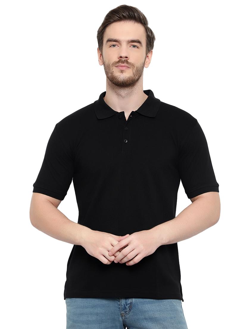 black solid polo t-shirt - 17344578 - Zoom Image - 1