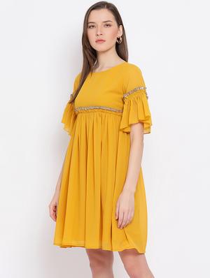 lace detail bell sleeves dress - 17344632 - Standard Image - 2