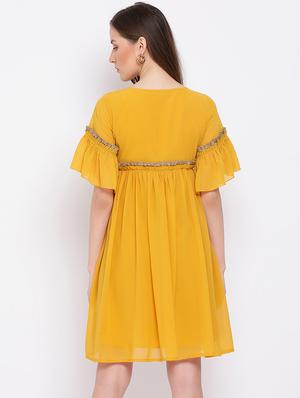 lace detail bell sleeves dress - 17344632 - Standard Image - 3