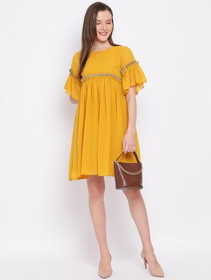 lace detail bell sleeves dress - 17344632 - Standard Image - 4