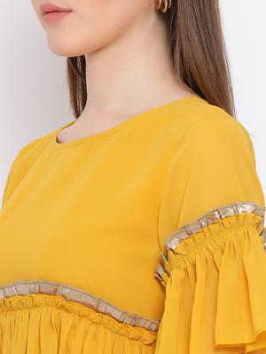 lace detail bell sleeves dress - 17344632 - Standard Image - 5