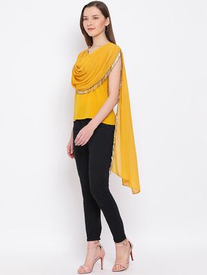 embellished cape style neck top - 17344655 - Standard Image - 2