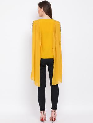 embellished cape style neck top - 17344655 - Standard Image - 3