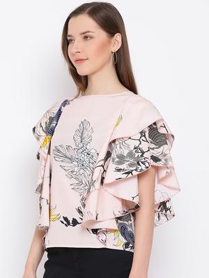 ruffled sleeves floral top - 17344673 - Standard Image - 2