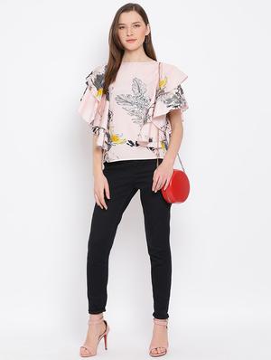 ruffled sleeves floral top - 17344673 - Standard Image - 4