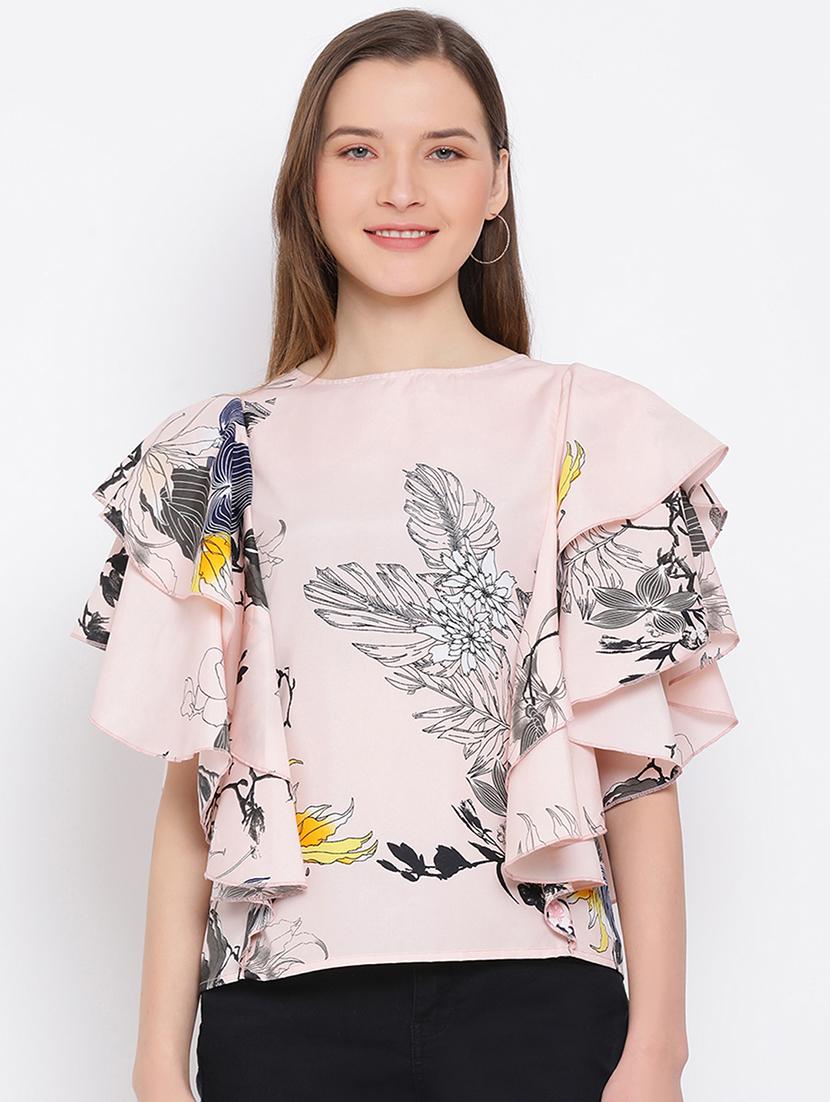 ruffled sleeves floral top - 17344673 - Zoom Image - 1