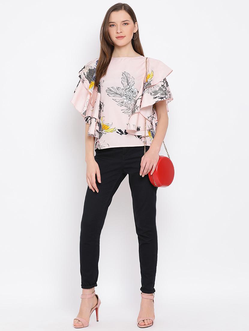 ruffled sleeves floral top - 17344673 - Zoom Image - 4
