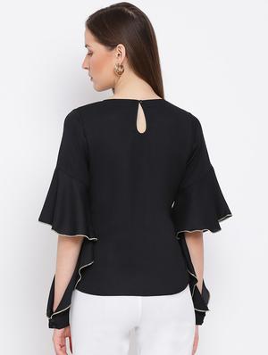 asymmetric bell sleeves top - 17344681 - Standard Image - 3