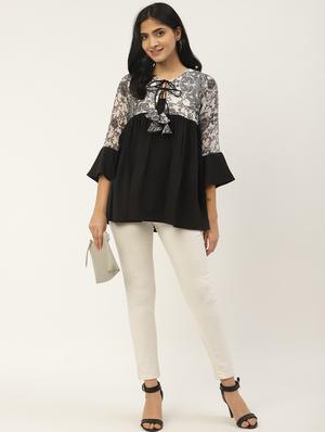 tie up neck a-line top - 17344718 - Standard Image - 4