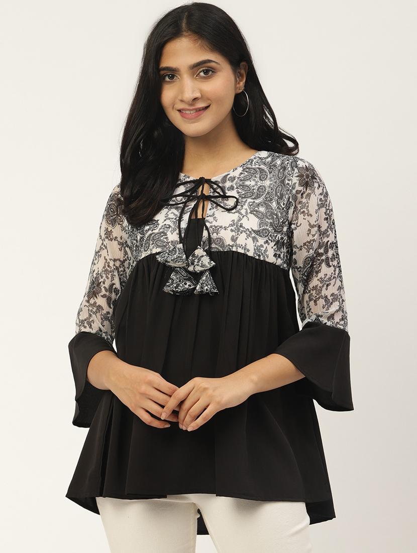 tie up neck a-line top - 17344718 - Zoom Image - 1