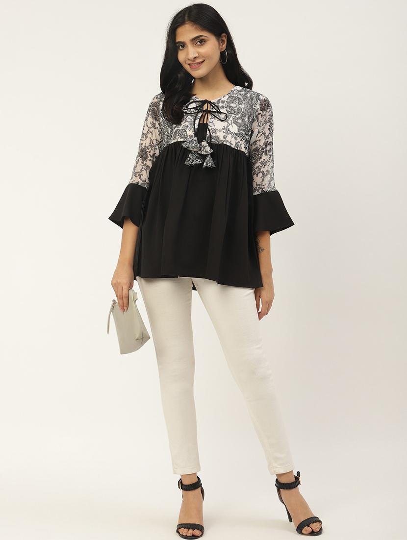 tie up neck a-line top - 17344718 - Zoom Image - 4